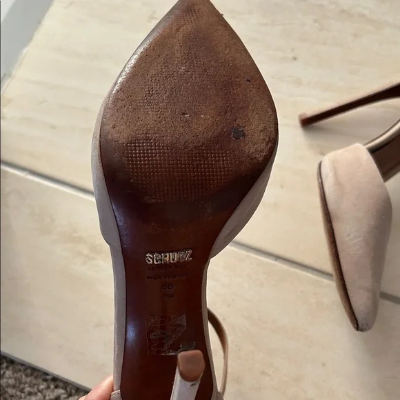 SCHUTZ Women's Beige Ankle Strap Heels - Picture 3 of 4